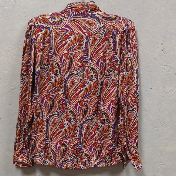 Doncaster Silk Paisley Print Snap Front In Vibrant Print Sz 8 - Picture 6 of 6